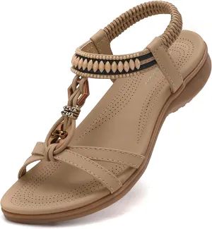 Littleplum Womens Sandals Comfort Arch Support Sandals Summer Walking Shoes Casual Ankle Elastic Flip Flops Shoes