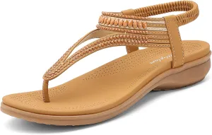Littleplum Womens Sandals Comfort Arch Support Sandals Summer Walking Shoes Casual Ankle Elastic Flip Flops Shoes
