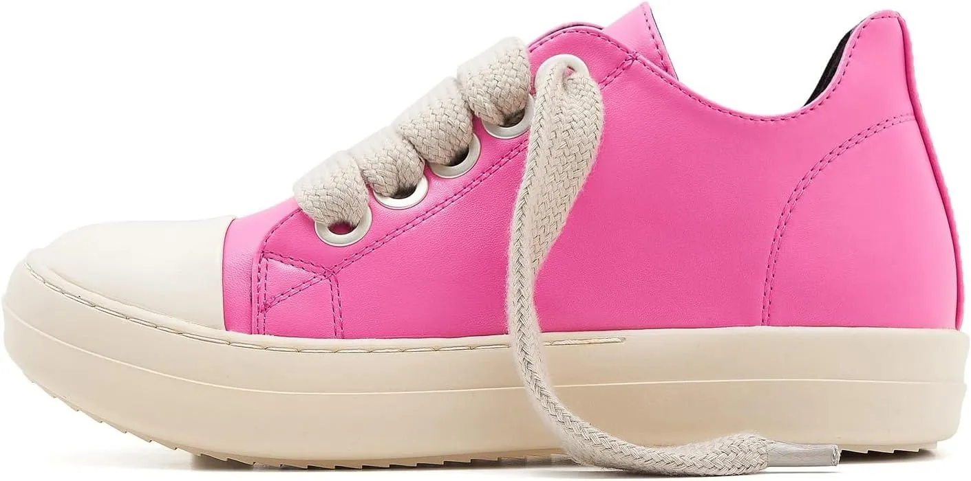 Low Top Sneakers for Women Jumbo Lace-Up Comfort Walking Shoes Wide Eyelets Trainers Casual Canvas Shoe