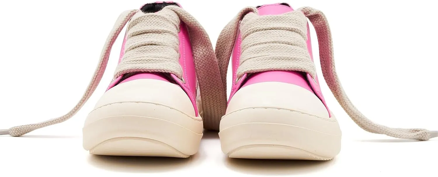 Low Top Sneakers for Women Jumbo Lace-Up Comfort Walking Shoes Wide Eyelets Trainers Casual Canvas Shoe