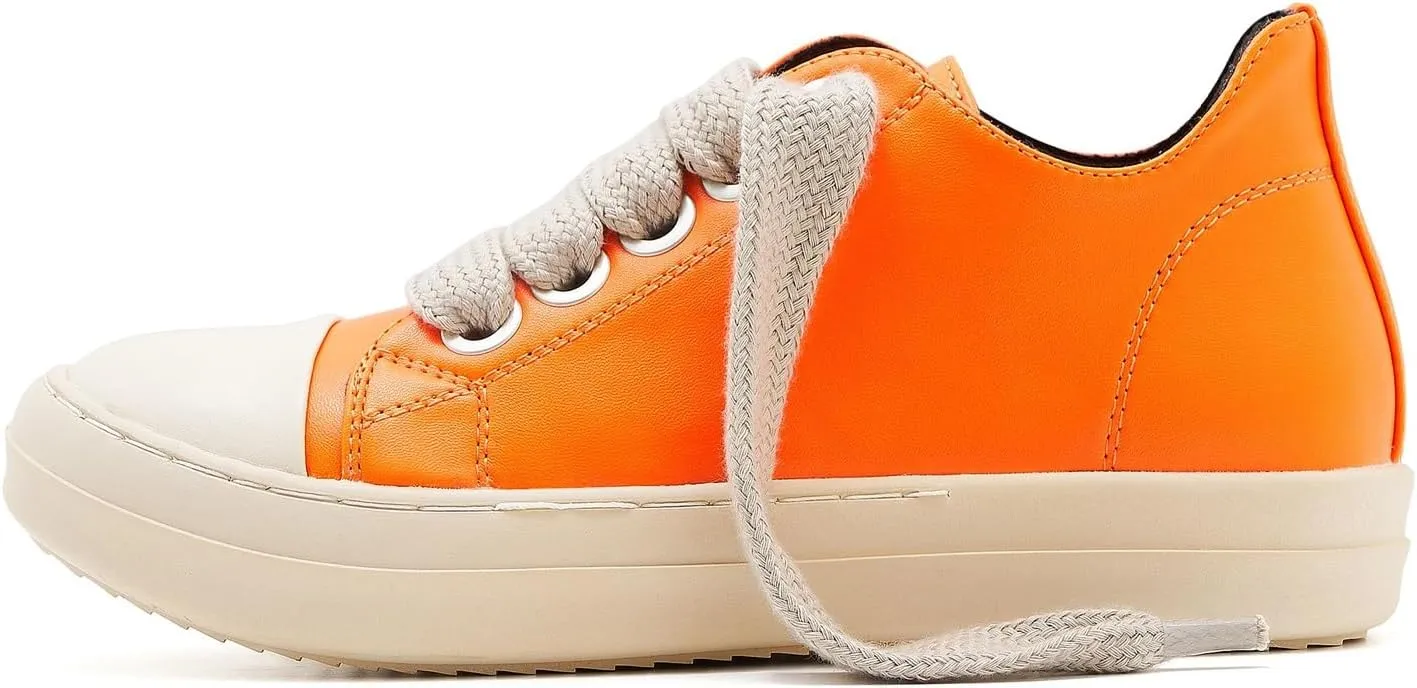Low Top Sneakers for Women Jumbo Lace-Up Comfort Walking Shoes Wide Eyelets Trainers Casual Canvas Shoe