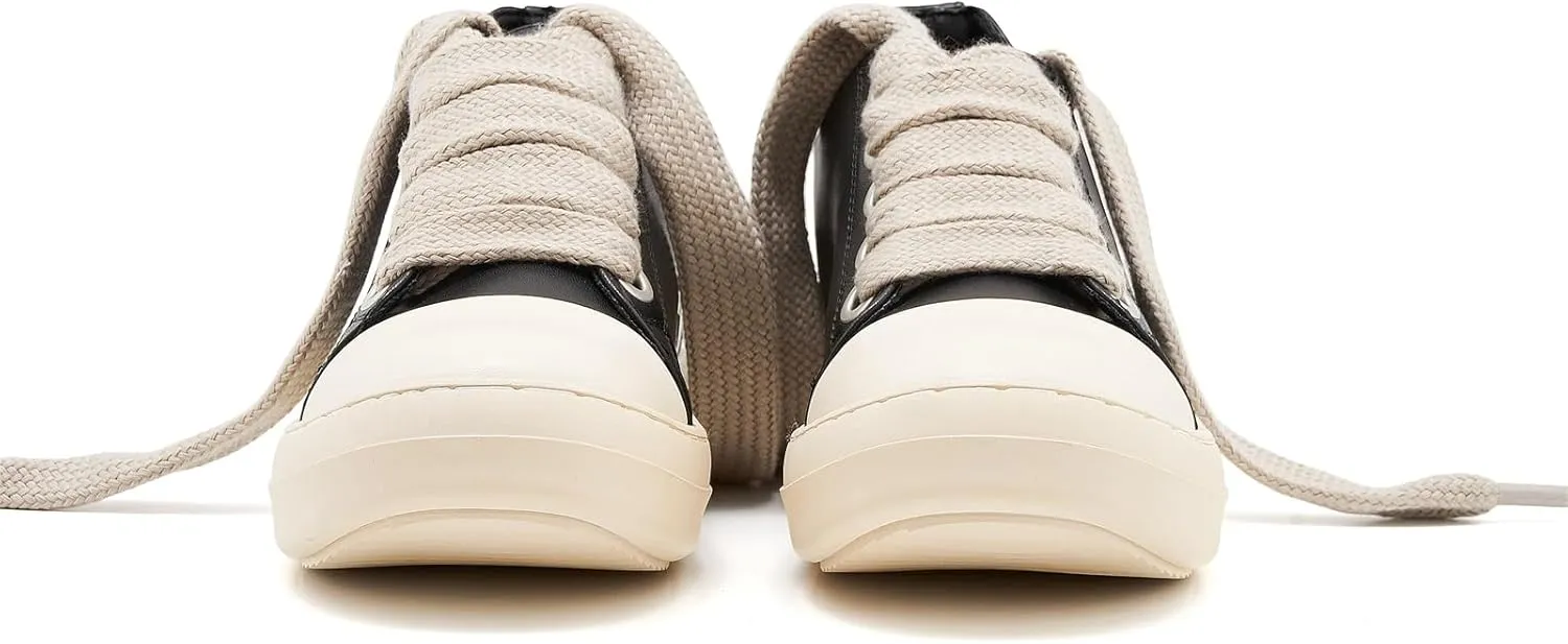 Low Top Sneakers for Women Jumbo Lace-Up Comfort Walking Shoes Wide Eyelets Trainers Casual Canvas Shoe