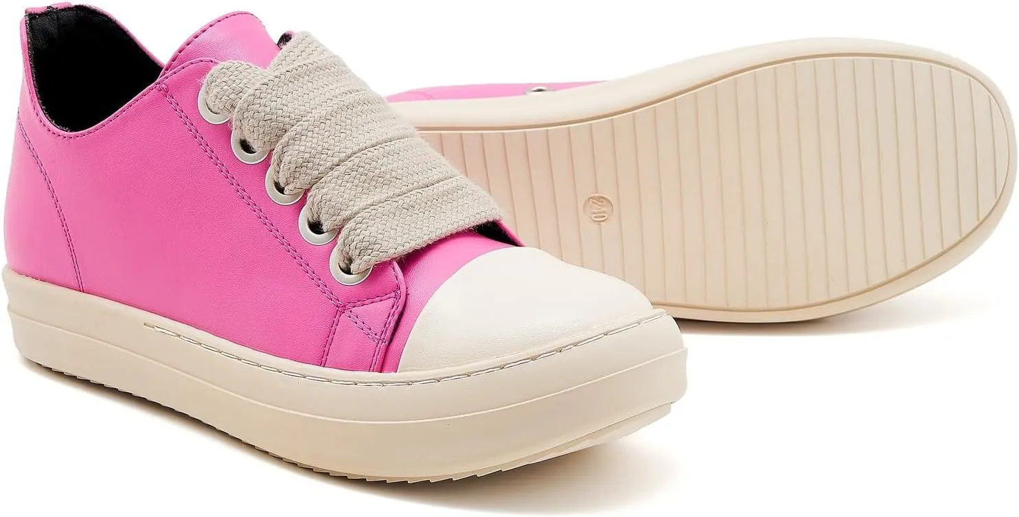 Low Top Sneakers for Women Jumbo Lace-Up Comfort Walking Shoes Wide Eyelets Trainers Casual Canvas Shoe