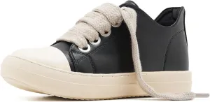 Low Top Sneakers for Women Jumbo Lace-Up Comfort Walking Shoes Wide Eyelets Trainers Casual Canvas Shoe
