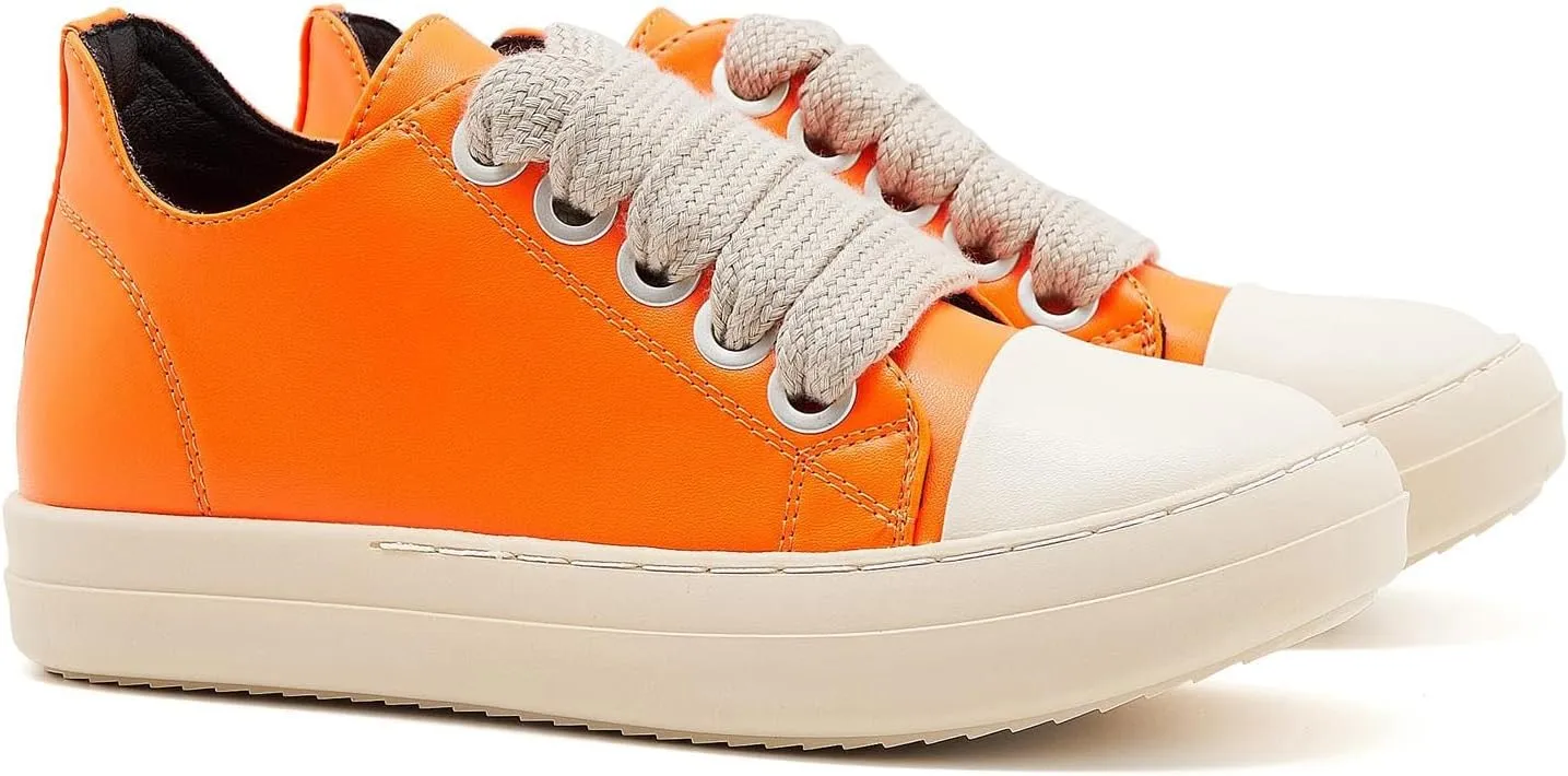 Low Top Sneakers for Women Jumbo Lace-Up Comfort Walking Shoes Wide Eyelets Trainers Casual Canvas Shoe