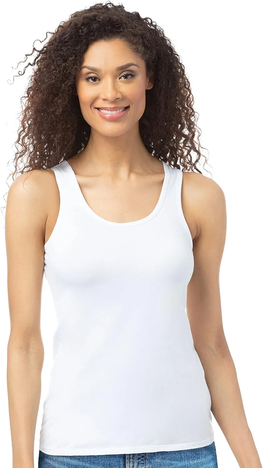 Lucky Brand Women's Tank Top - 4 Pack Stretch Cotton Scoop Neck Sleeveless T-Shirt (S-XL)