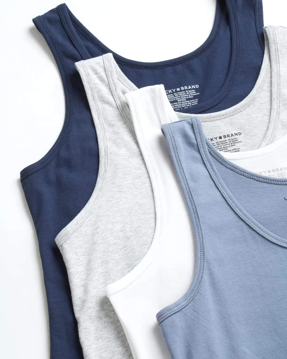 Lucky Brand Women's Tank Top - 4 Pack Stretch Cotton Scoop Neck Sleeveless T-Shirt (S-XL)