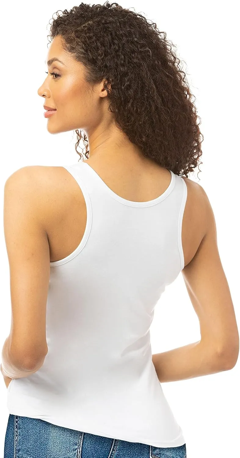 Lucky Brand Women's Tank Top - 4 Pack Stretch Cotton Scoop Neck Sleeveless T-Shirt (S-XL)
