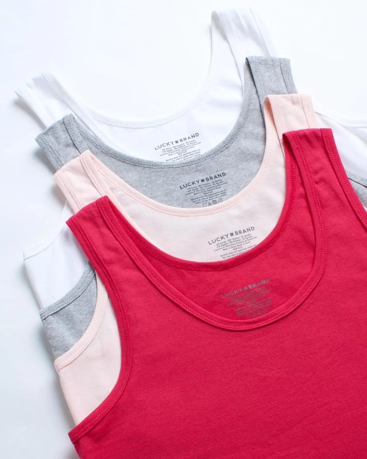 Lucky Brand Women's Tank Top - 4 Pack Stretch Cotton Scoop Neck Sleeveless T-Shirt (S-XL)