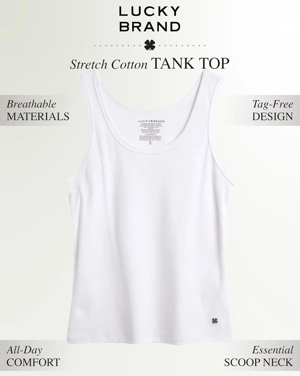 Lucky Brand Women's Tank Top - 4 Pack Stretch Cotton Scoop Neck Sleeveless T-Shirt (S-XL)