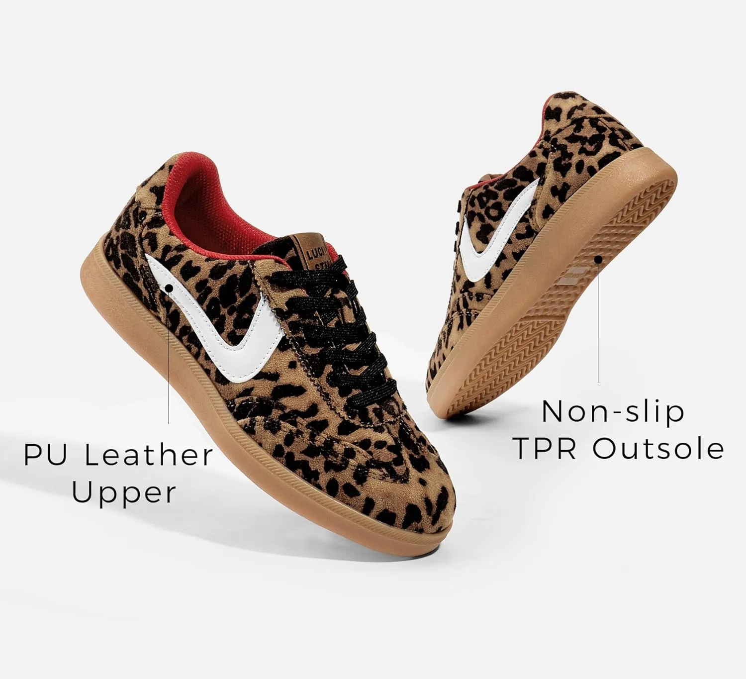 LUCKY STEP Women's Retro Fashion Sneakers Classic Casual Walking Shoes Non Slip Comfort Skate Shoes