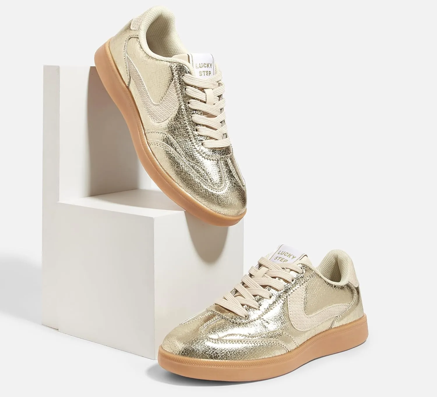 LUCKY STEP Women's Retro Fashion Sneakers Classic Casual Walking Shoes Non Slip Comfort Skate Shoes