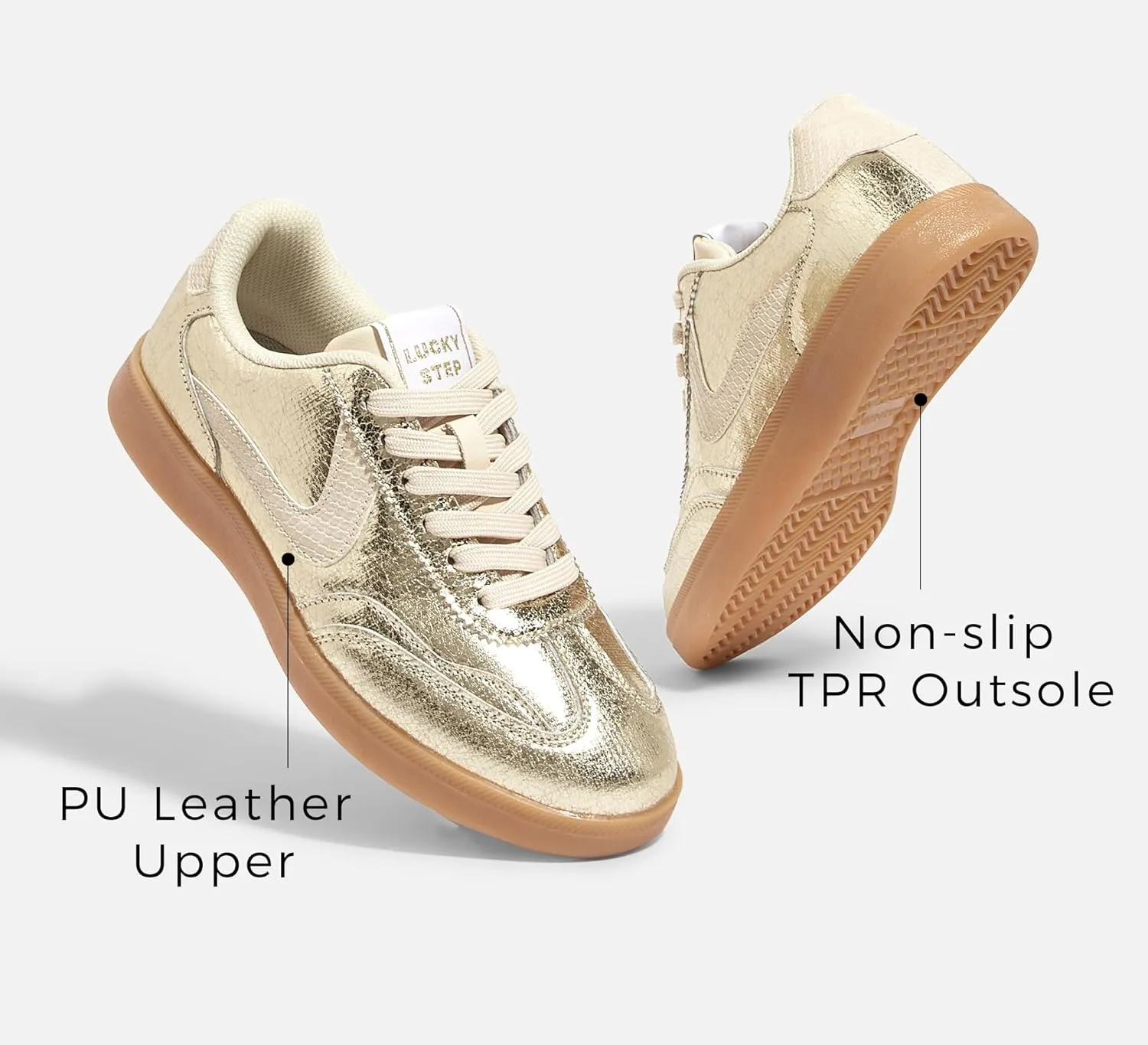 LUCKY STEP Women's Retro Fashion Sneakers Classic Casual Walking Shoes Non Slip Comfort Skate Shoes