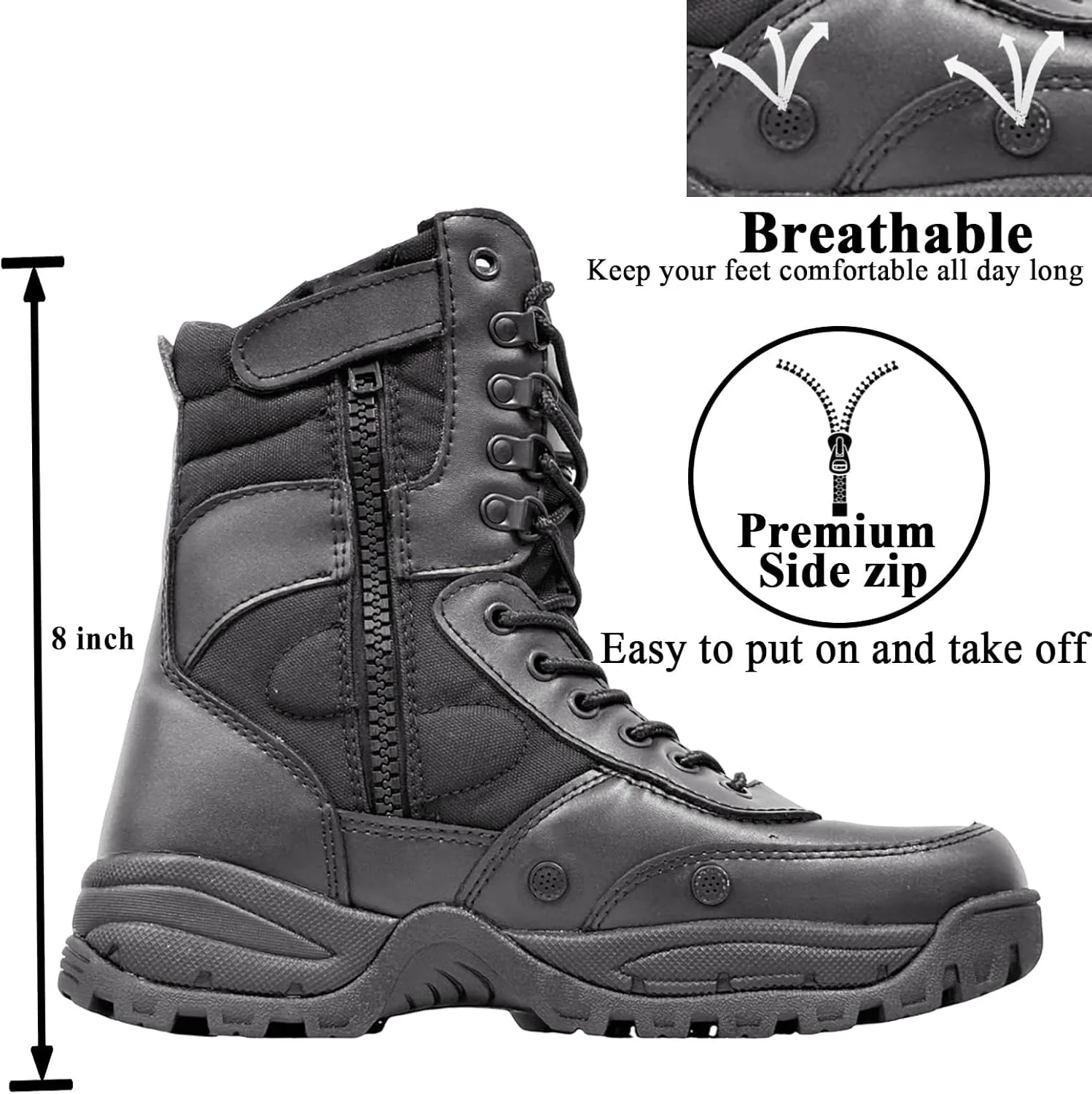 Man Tactical Military Boots Black Men's Shoes Desert Combat Army Outdoor Hiking Shoes Side zipper