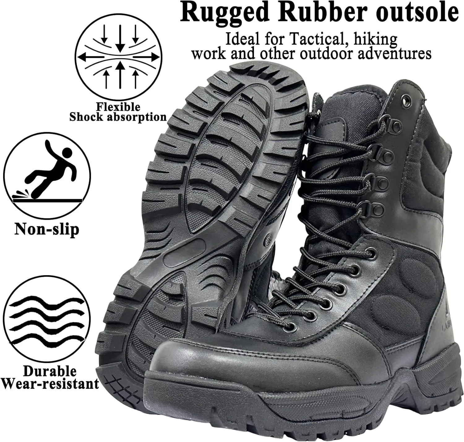 Man Tactical Military Boots Black Men's Shoes Desert Combat Army Outdoor Hiking Shoes Side zipper