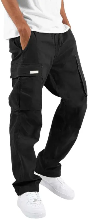 Men Cargo Combat Work Pant Gym Sports Jogger uflage Soft Jog Sweatpants Baggy Pant Drawstring Pull-On Pants