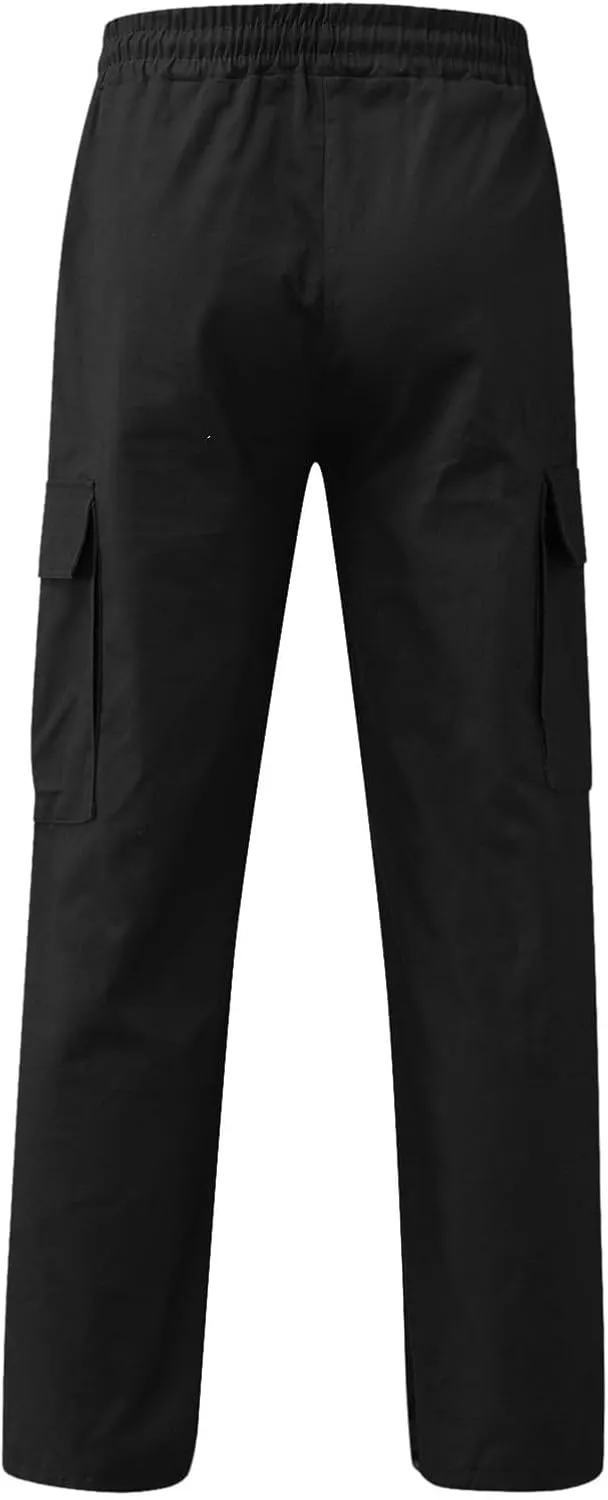 Men Cargo Combat Work Pant Gym Sports Jogger uflage Soft Jog Sweatpants Baggy Pant Drawstring Pull-On Pants
