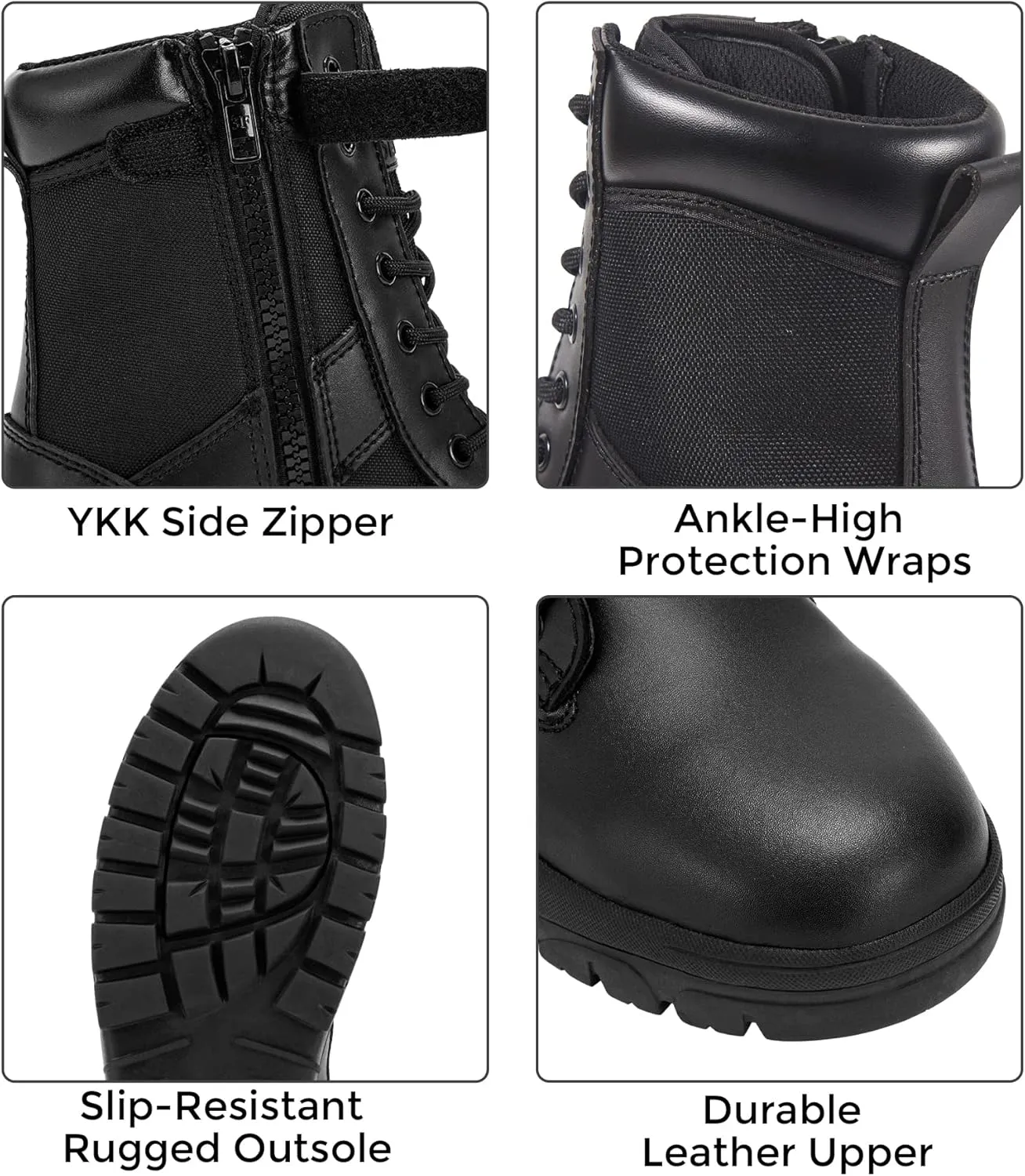 Men's 8 Inch Black Military & Tactical Combat Boots