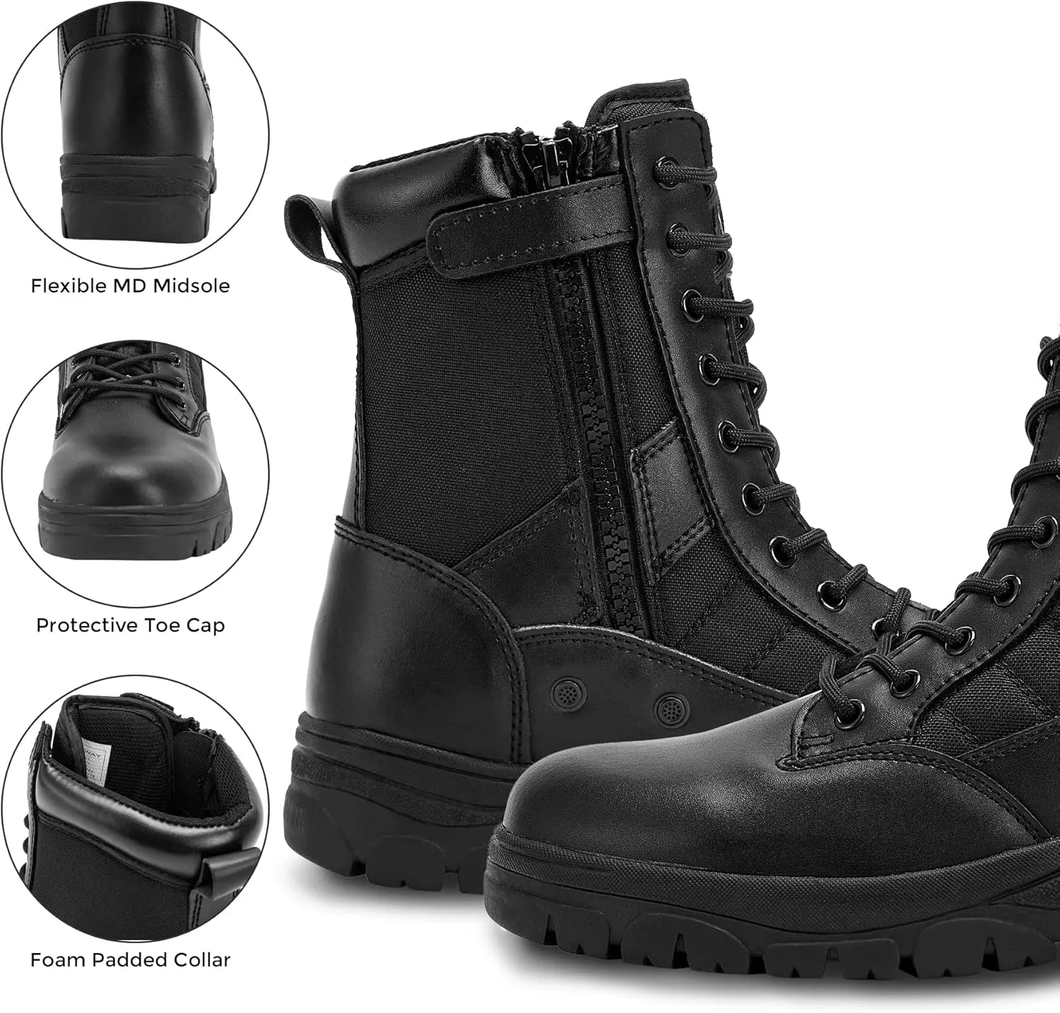Men's 8 Inch Black Military & Tactical Combat Boots