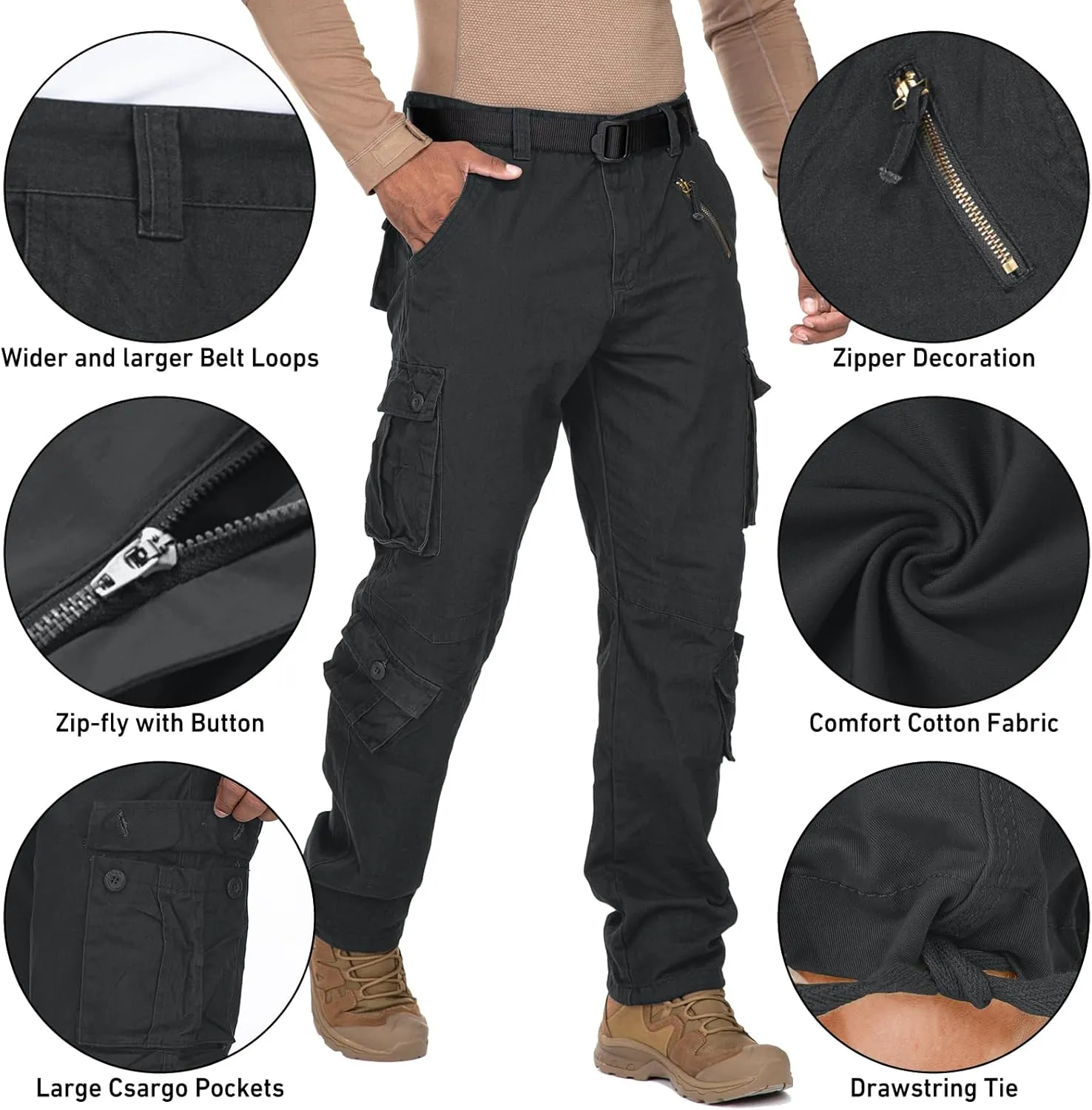 Men's BDU Casual Military Pants, Tactical Wild Army Combat ACU Rip Stop Camo Cargo Work Pants Trousers with 8 Pockets
