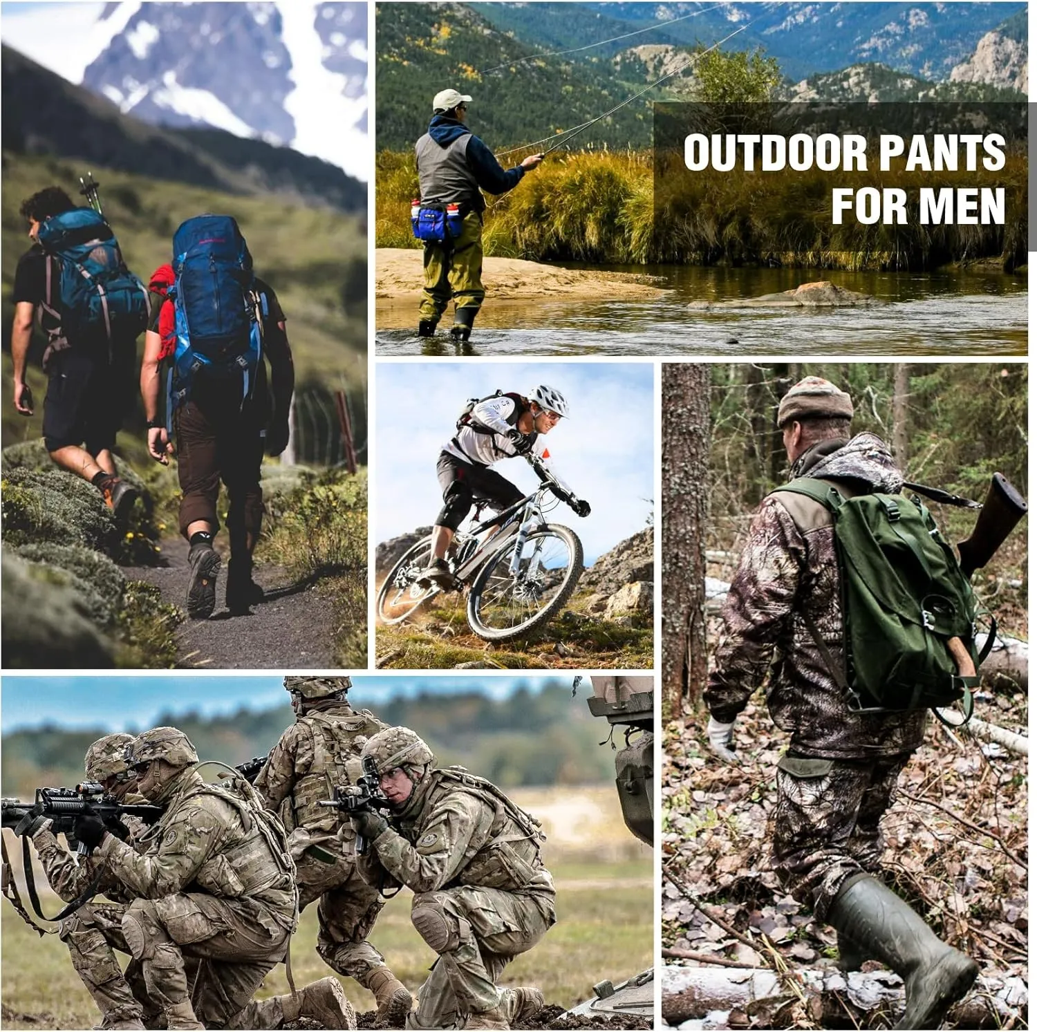 Men's BDU Casual Military Pants, Tactical Wild Army Combat ACU Rip Stop Camo Cargo Work Pants Trousers with 8 Pockets