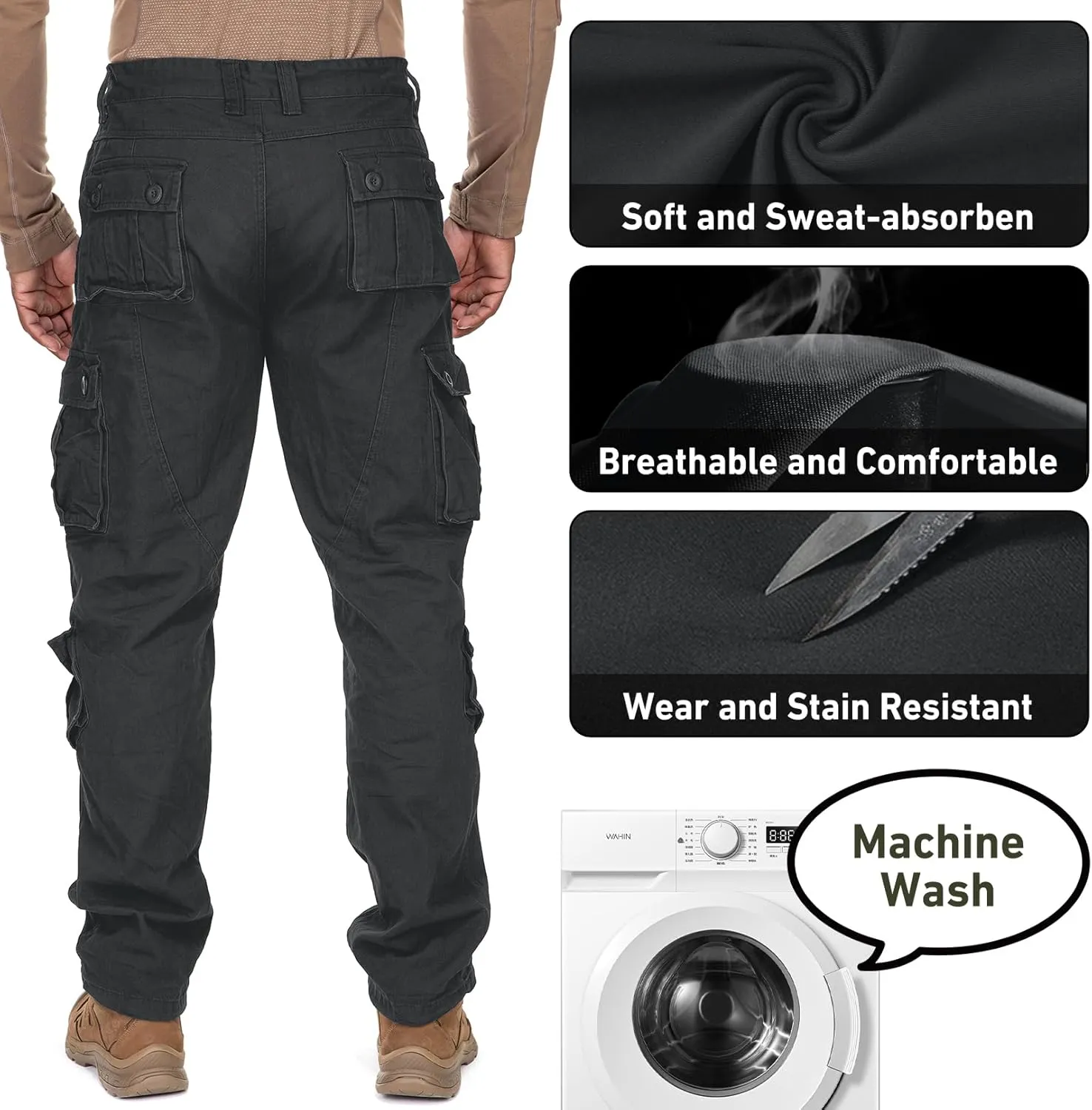 Men's BDU Casual Military Pants, Tactical Wild Army Combat ACU Rip Stop Camo Cargo Work Pants Trousers with 8 Pockets