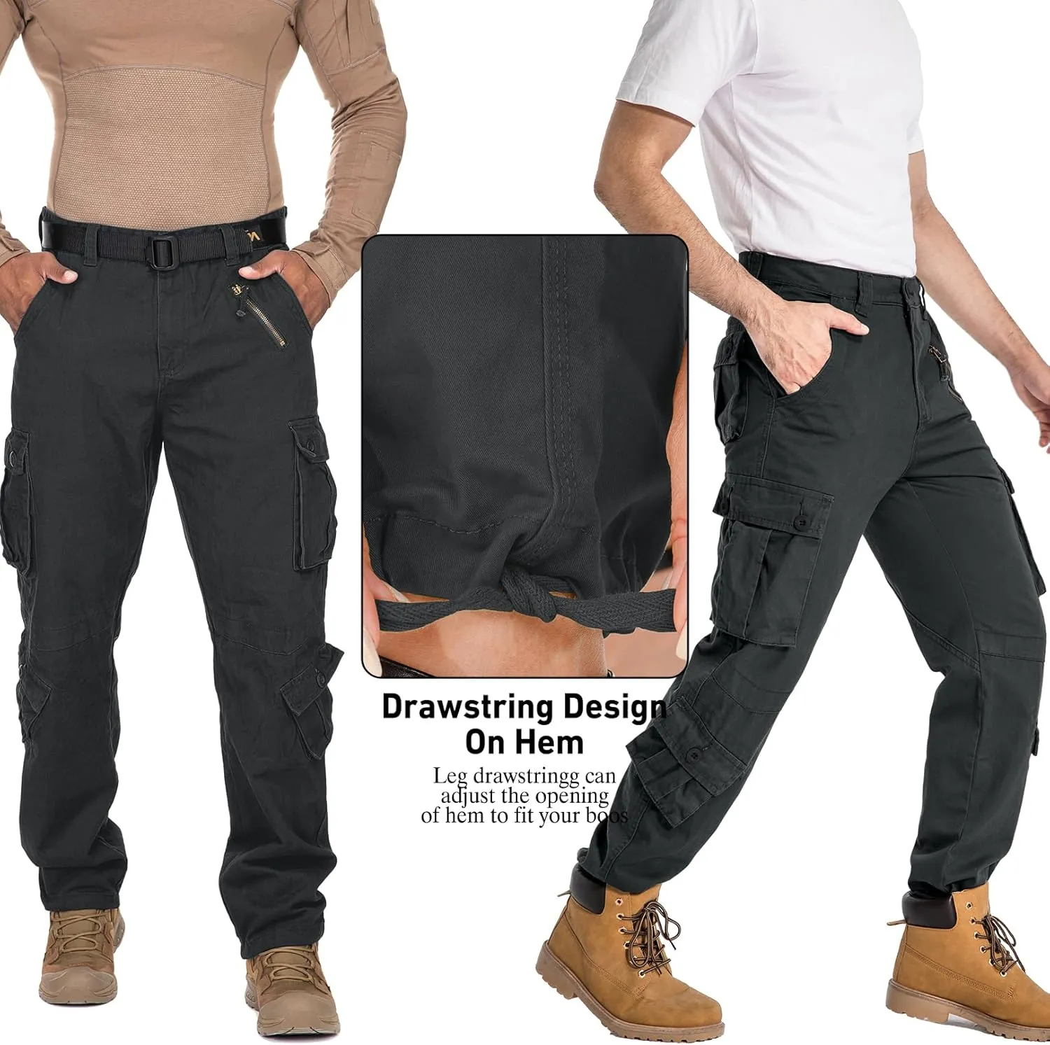 Men's BDU Casual Military Pants, Tactical Wild Army Combat ACU Rip Stop Camo Cargo Work Pants Trousers with 8 Pockets