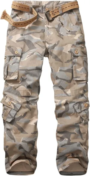 Men's BDU Casual Military Pants, Tactical Wild Army Combat ACU Rip Stop Camo Cargo Work Pants Trousers with 8 Pockets