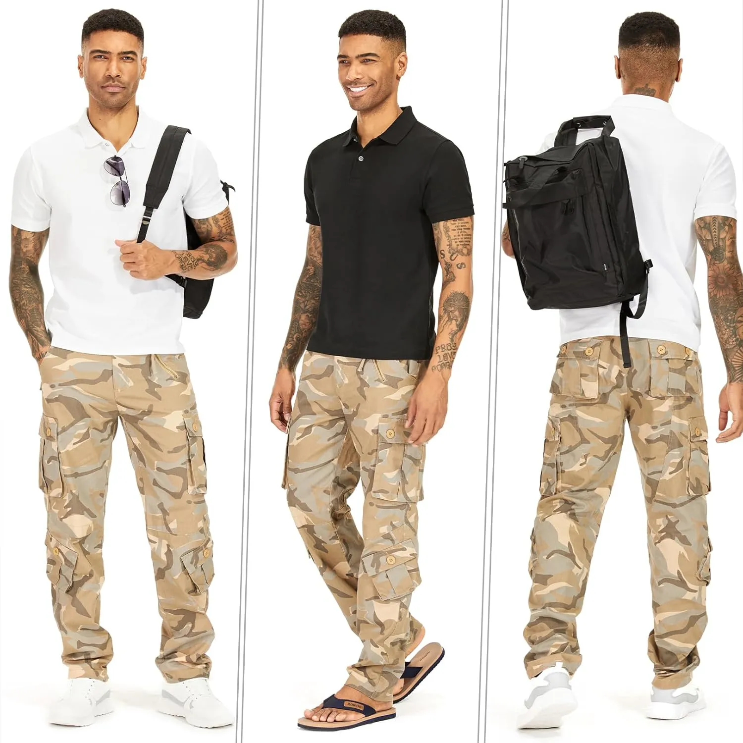 Men's BDU Casual Military Pants, Tactical Wild Army Combat ACU Rip Stop Camo Cargo Work Pants Trousers with 8 Pockets