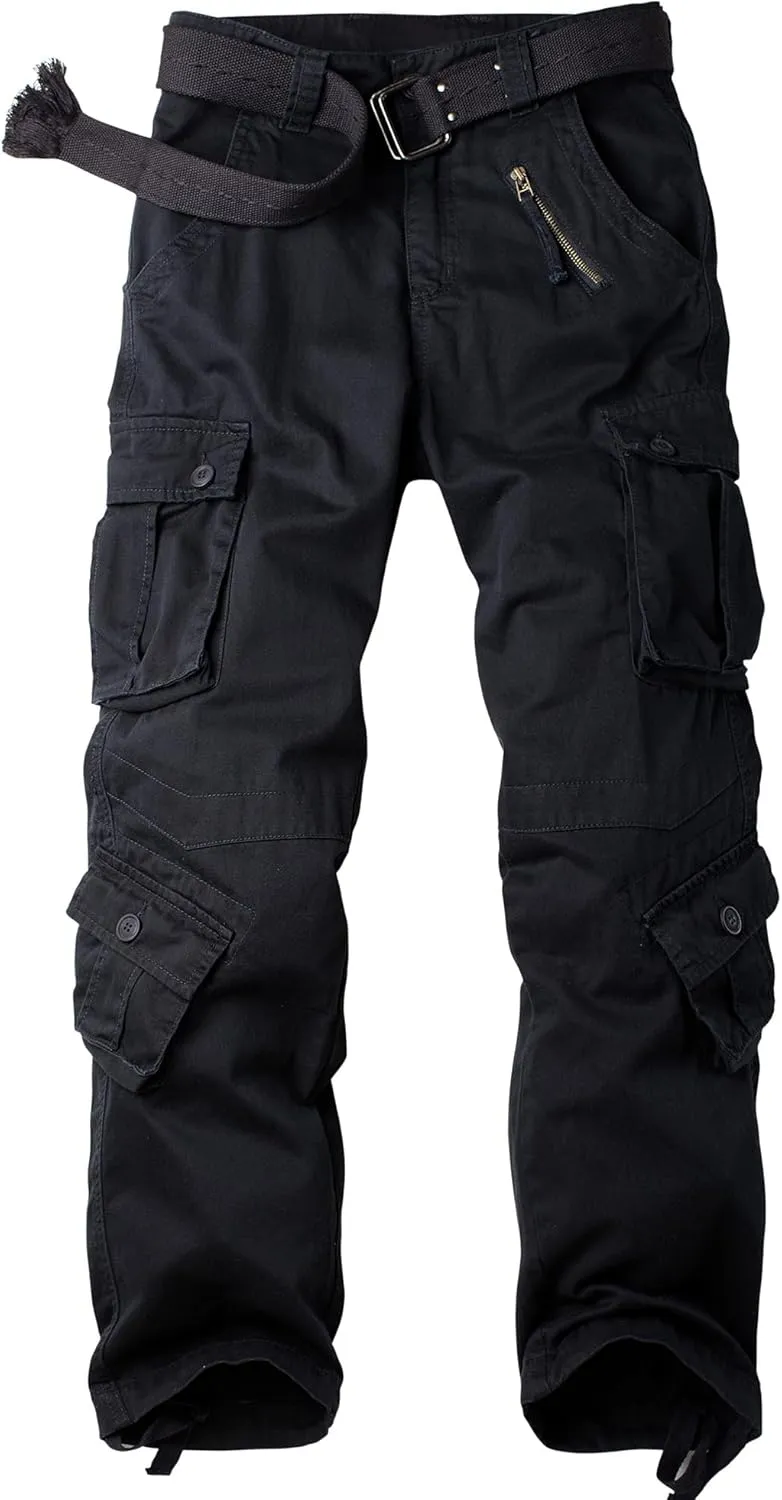Men's Camo BDU Cargo Tactical Ripstop Casual Lightweight Baggy Combat 100% Cotton Pants with 8 Pockets(No Belt)