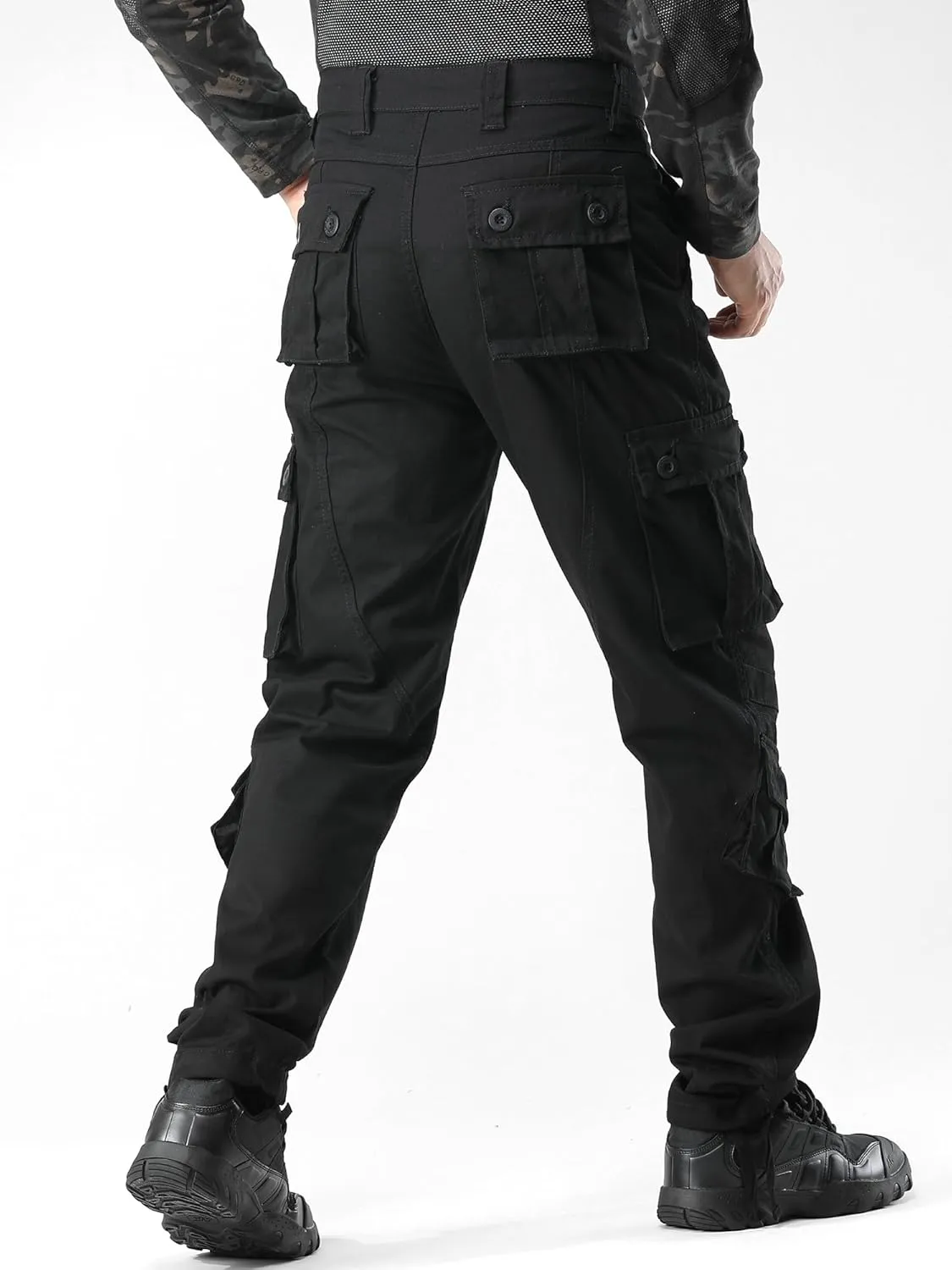 Men's Camo BDU Cargo Tactical Ripstop Casual Lightweight Baggy Combat 100% Cotton Pants with 8 Pockets(No Belt)