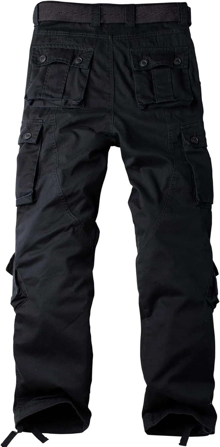 Men's Camo BDU Cargo Tactical Ripstop Casual Lightweight Baggy Combat 100% Cotton Pants with 8 Pockets(No Belt)