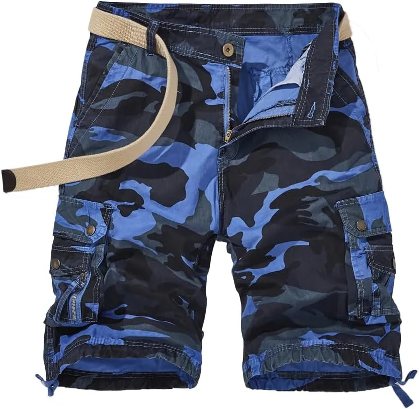 Men's Camouflage Military Cargo Shorts - Summer Regular-Fit Tactical Shorts with Multi-Pockets