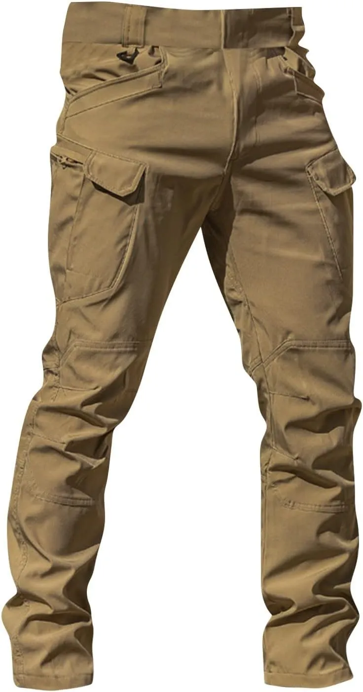 Mens Cargo Pants Water Resistant Relaxed Fit Hiking Work Pants Multi Pockets Ripstop Flex Baggy Camo Tactical Pants
