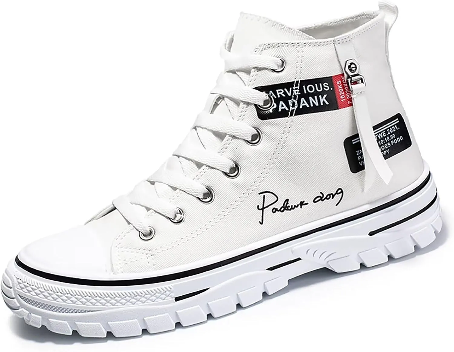 Men's High Top Canvas Shoes Casual Walking Skate Sneakers for Men Fashion Trendy Comfort Shoes with Soft Out-Sole