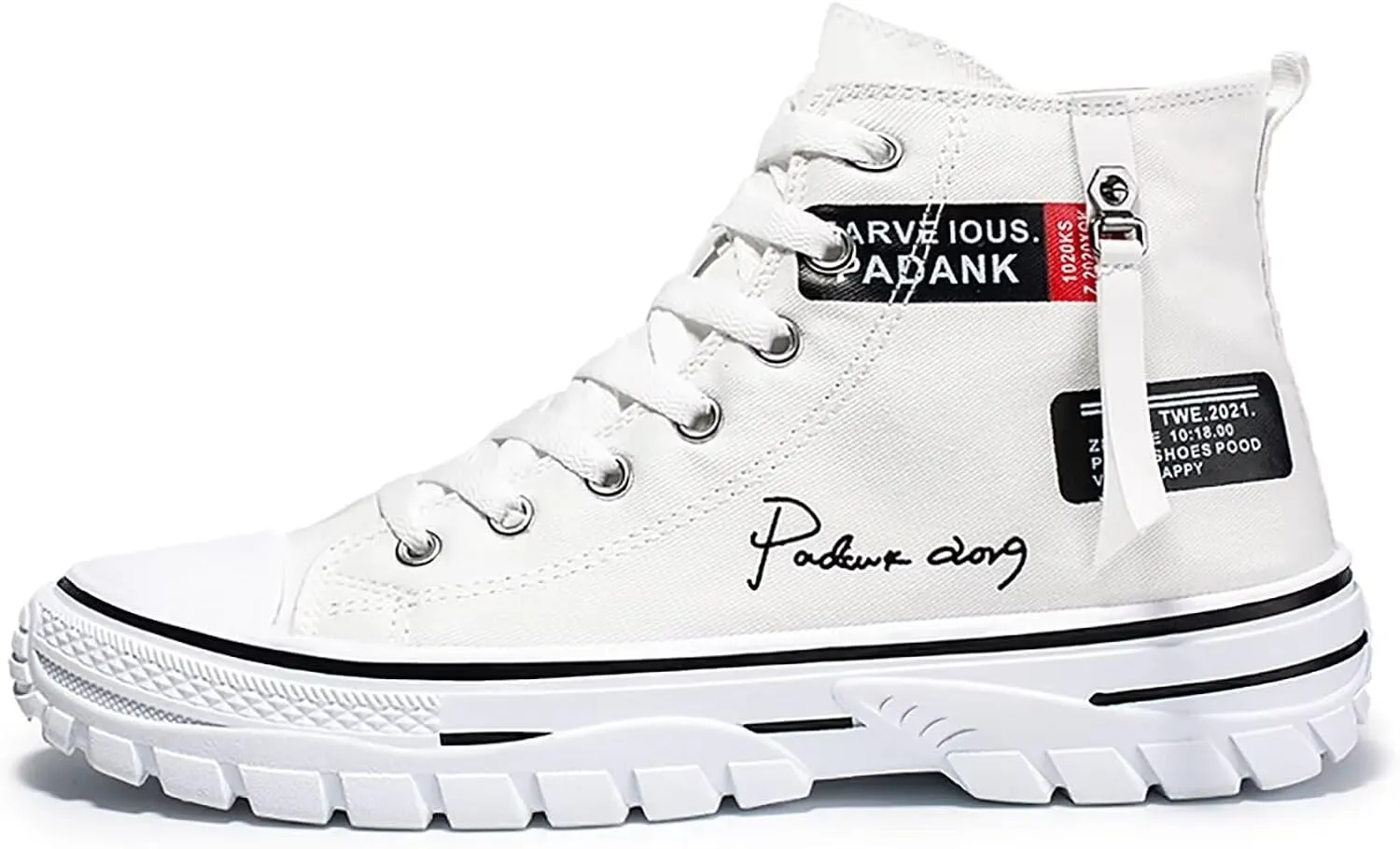 Men's High Top Canvas Shoes Casual Walking Skate Sneakers for Men Fashion Trendy Comfort Shoes with Soft Out-Sole