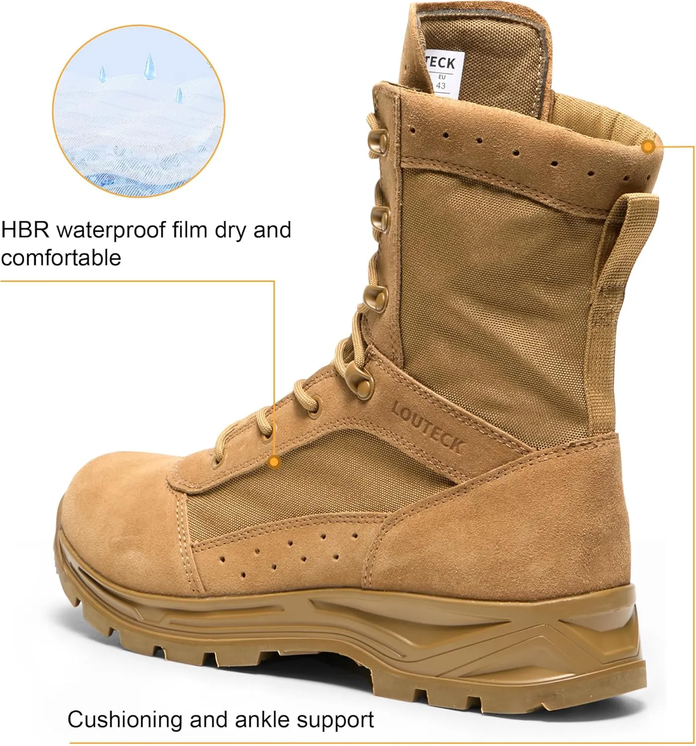 Men's Military & Tactical Boots – Waterproof & Comfortable Boots for Men, Perfect for Work, EMS, Hiking, and Combat