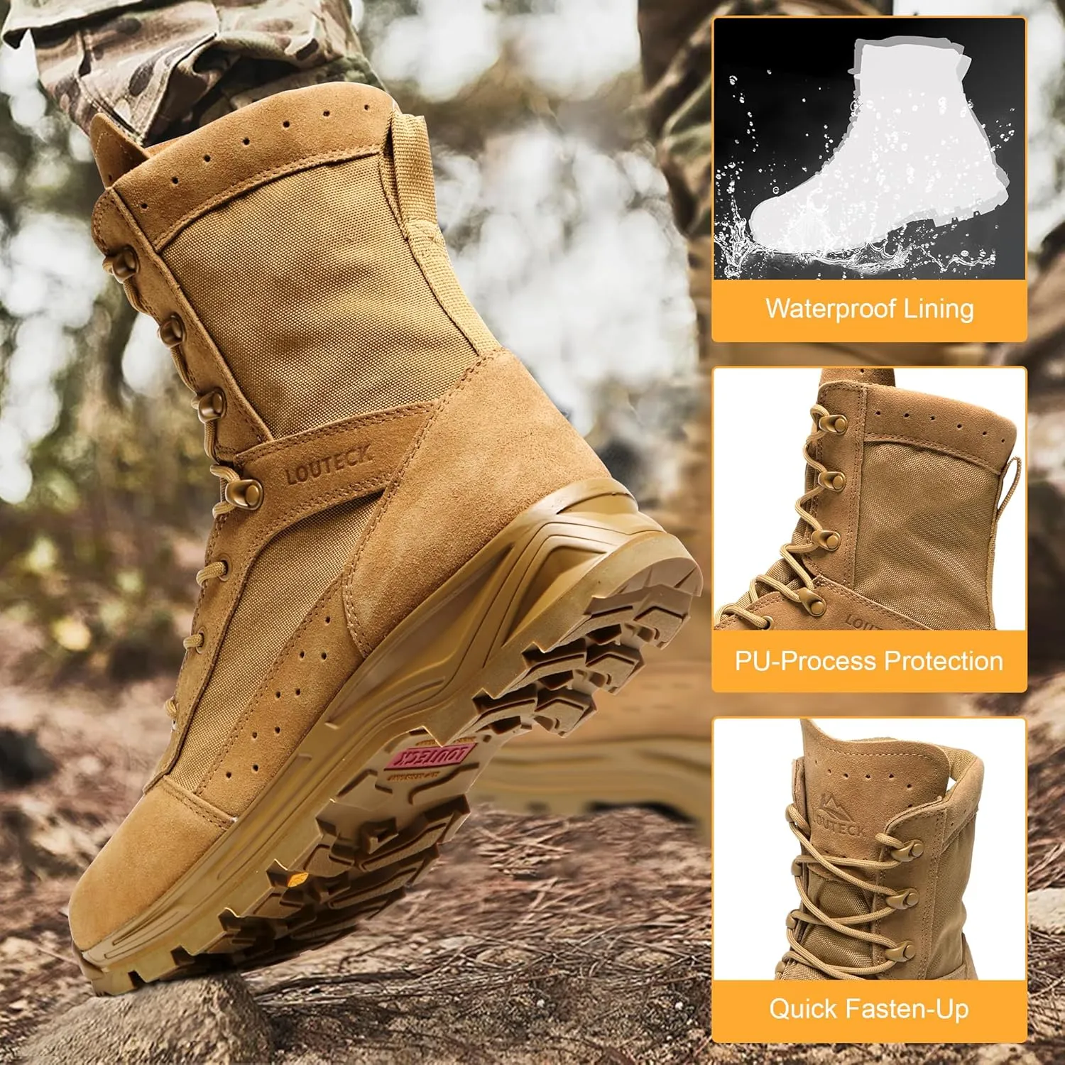 Men's Military & Tactical Boots – Waterproof & Comfortable Boots for Men, Perfect for Work, EMS, Hiking, and Combat