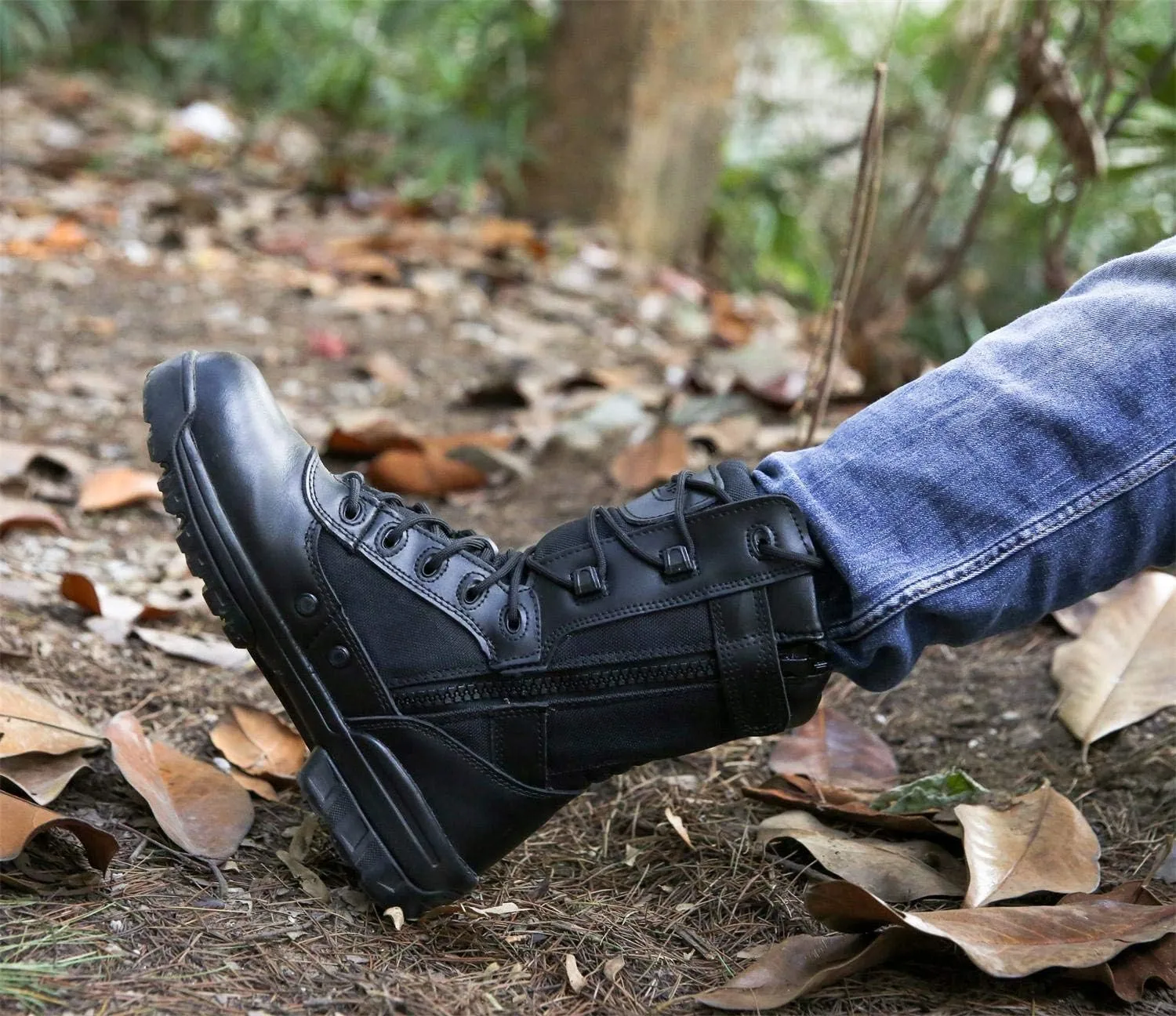 Men's Military Tactical Boots Army Jungle Boots with Zipper