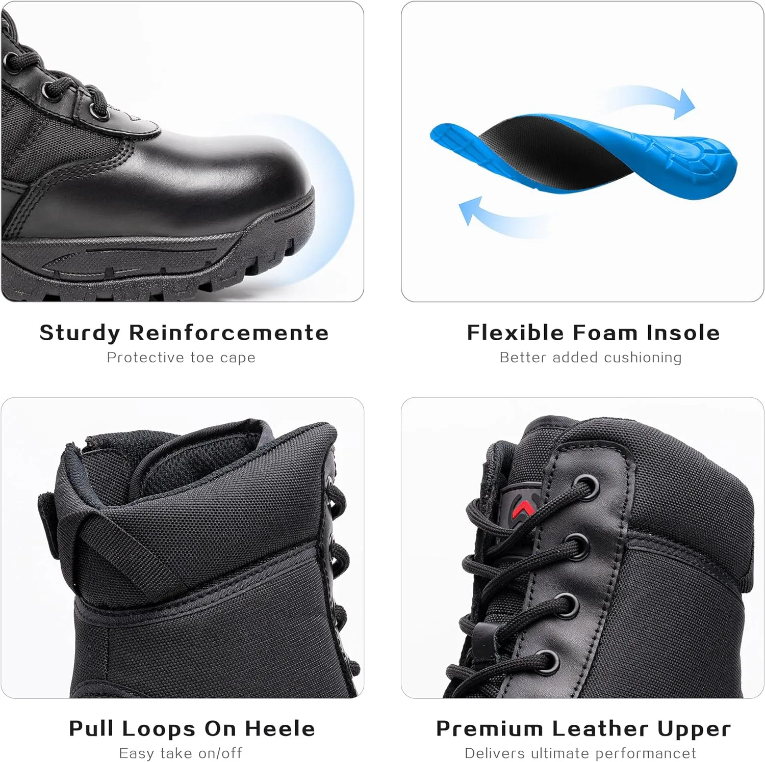 Men's Military Tactical Combat Boots Side Zipper Work Motorcycle Boots 8 inch