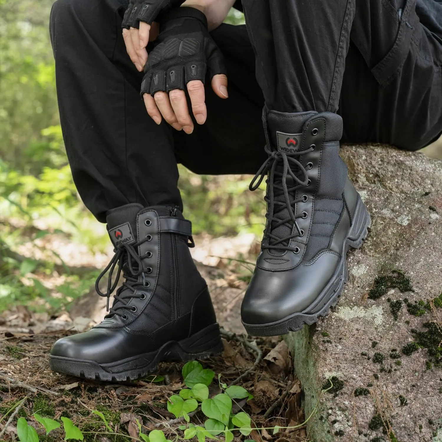 Men's Military Tactical Combat Boots Side Zipper Work Motorcycle Boots 8 inch