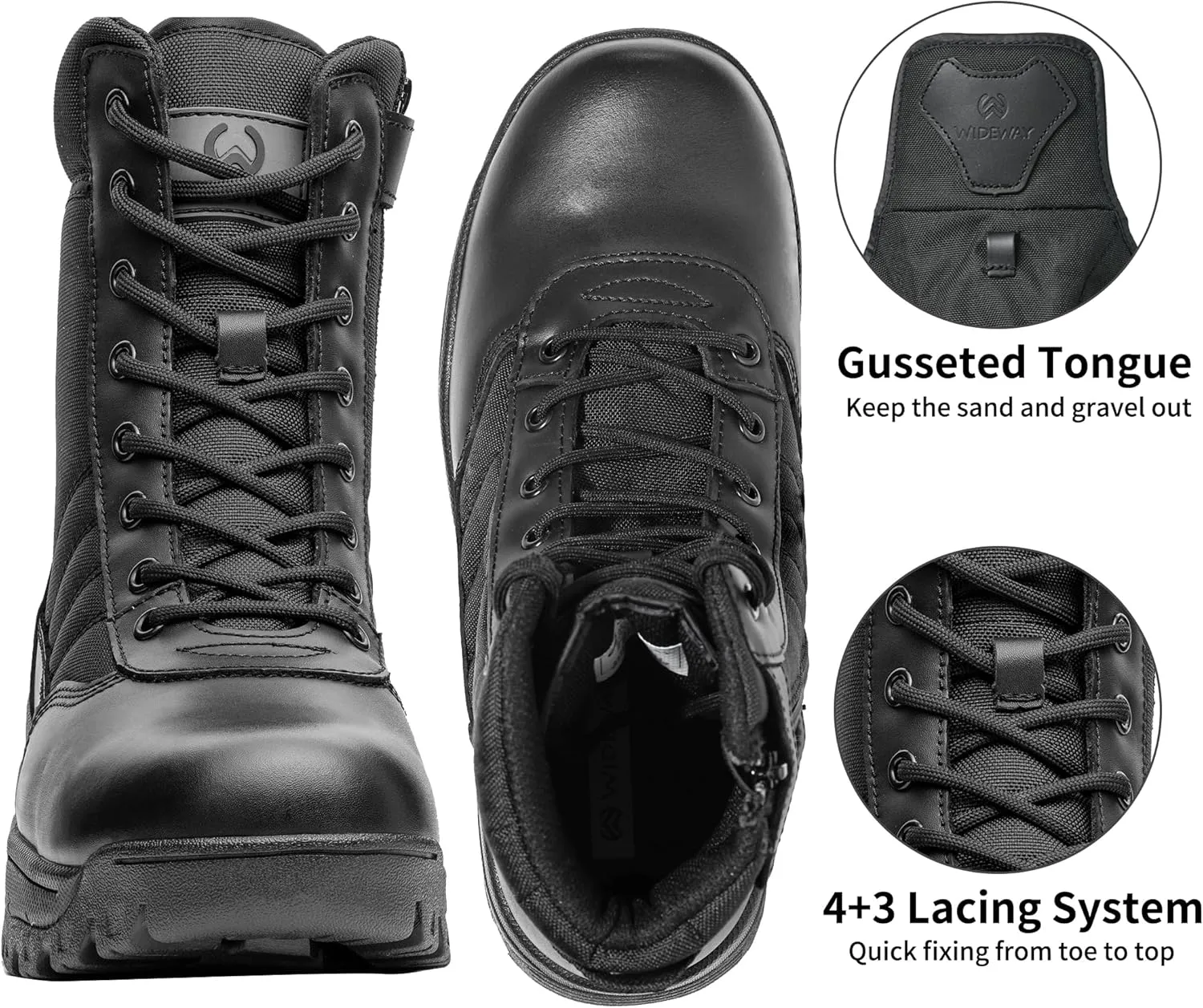 Men's Military Tactical Combat Boots Side Zipper Work Motorcycle Boots 8 inch