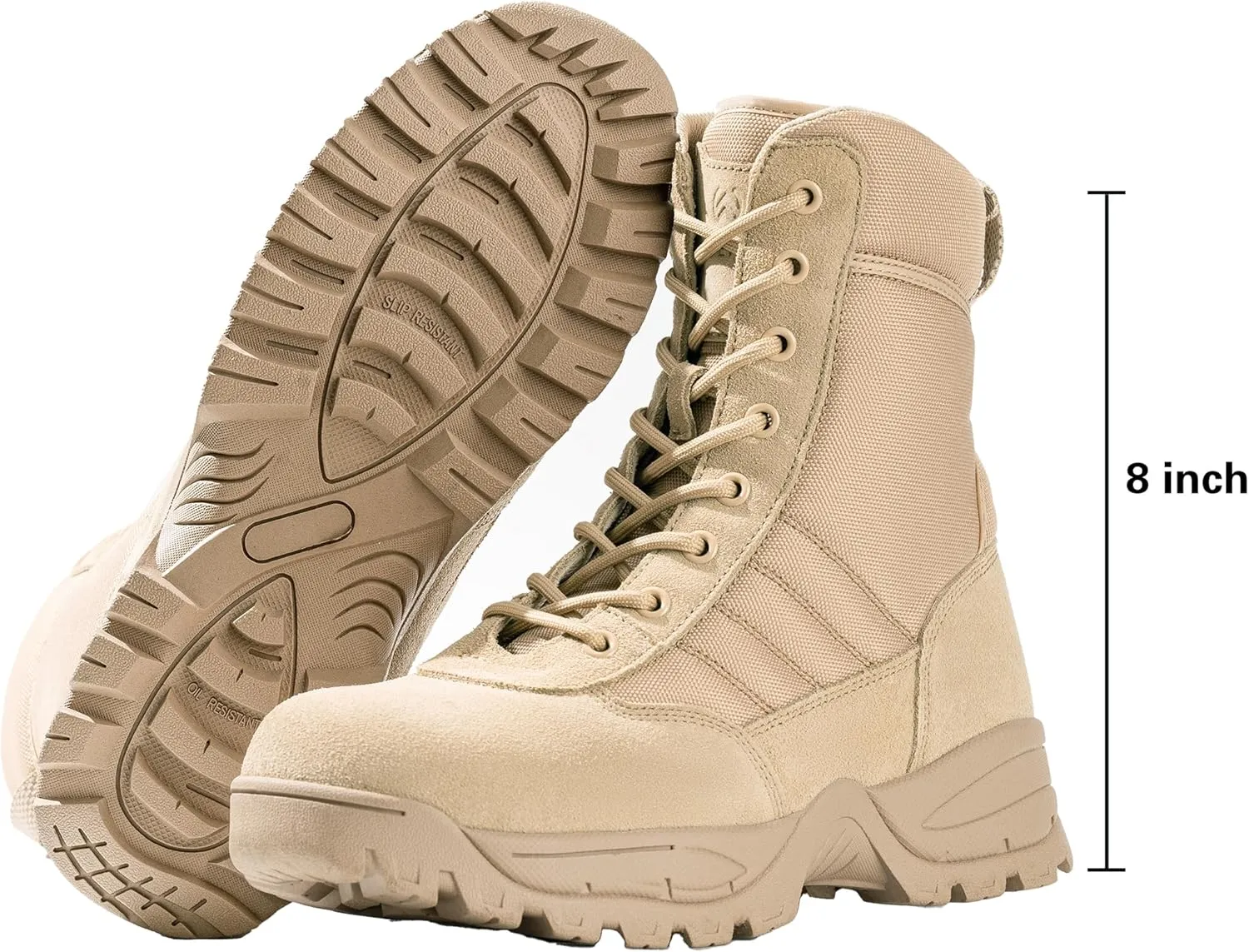 Men's Military Tactical Combat Boots Side Zipper Work Motorcycle Boots 8 inch