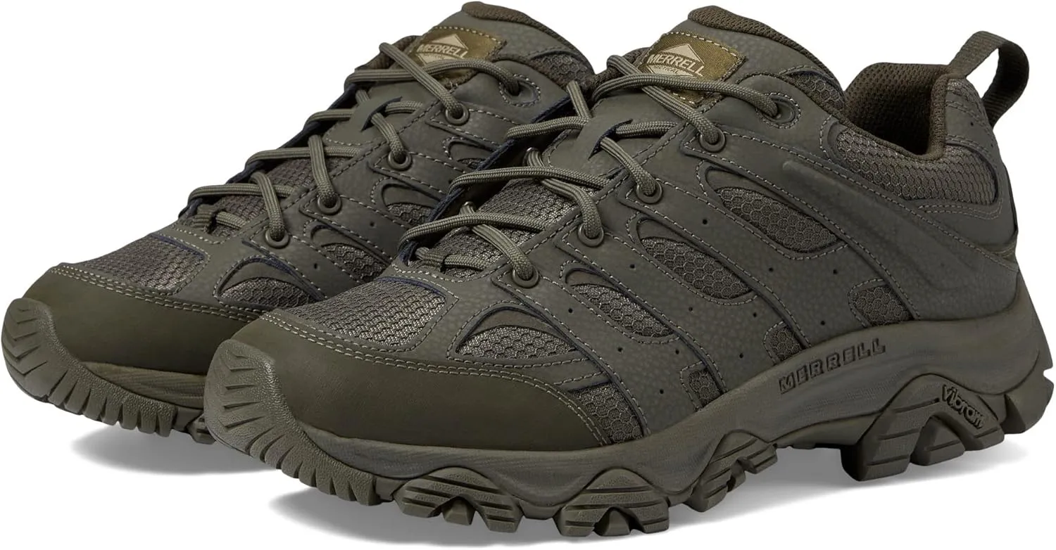 Merrell Men’s Moab 3 Tactical Industrial Shoes, Waterproof Coated Leather & Mesh Upper Combat Outdoor Work Boots