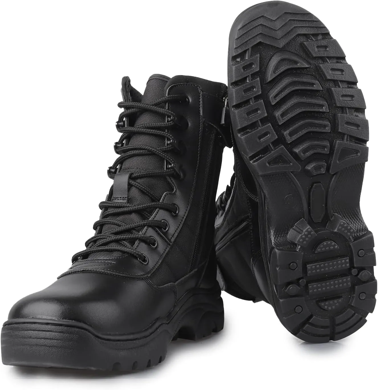 Military Tactical Combat Boots for Men Side Zipper Army Police Work Boots Anti-slip for Security Duty Desert