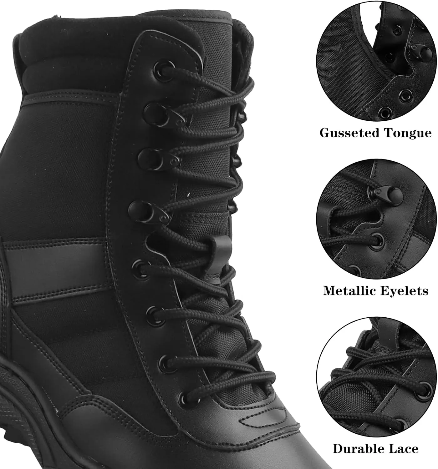 Military Tactical Combat Boots for Men Side Zipper Army Police Work Boots Anti-slip for Security Duty Desert