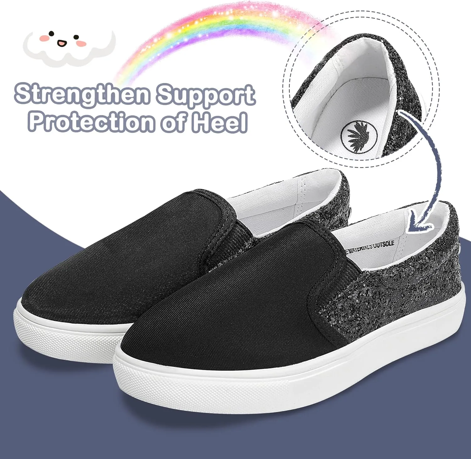 MIXIN Girls Sneakers Slip On Shoes Comfort Casual Low Top Fashion Flats Tennis Walking Casual Shoes for Little/Big Kids