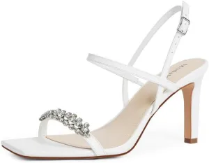 Modatope Strappy Sandals for Women Rhinestine Heelded Sandals for Women High Heel Women Open Toe Ankle Strp Sandals Size 6