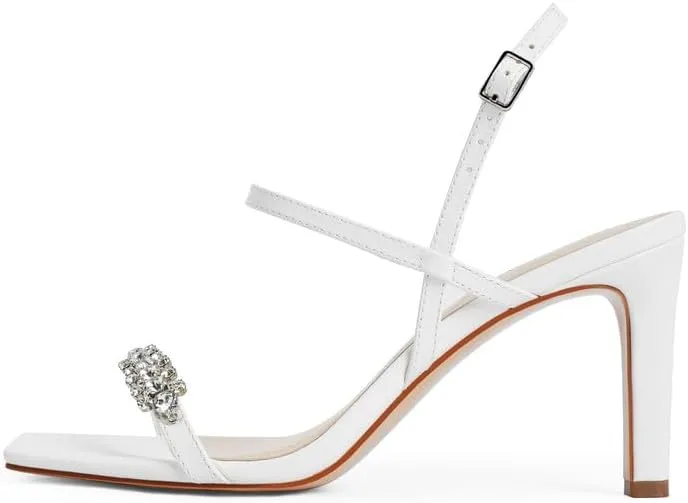 Modatope Strappy Sandals for Women Rhinestine Heelded Sandals for Women High Heel Women Open Toe Ankle Strp Sandals Size 6