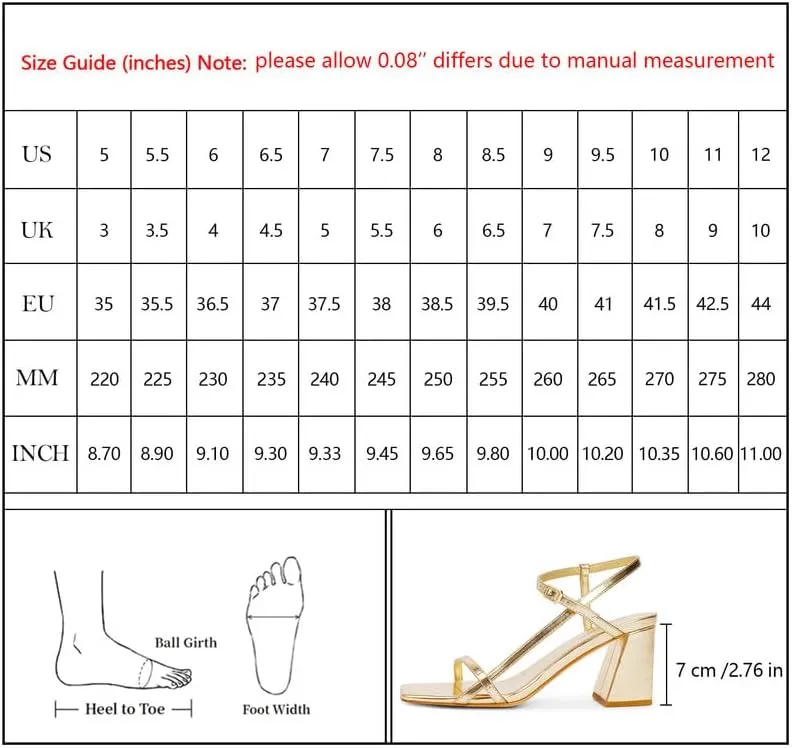 Modatope Women's Chunky Heel Square Toe Sandals - Red